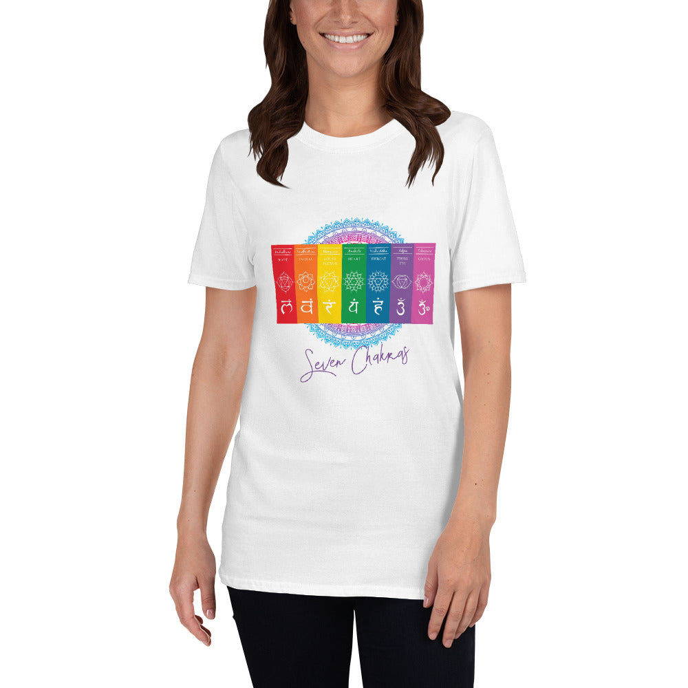 Seven Chakras T-shirt, Yoga t-shirt, Inspirational t-shirt, Meditation t-shirt, Gift for her. Motivation t-shirt.