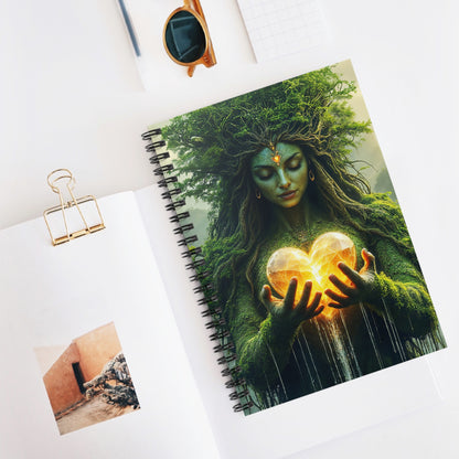 Gaia / Mother Nature-Inspired Spiral Notebook - Heart Embrace, Eco-Friendly Journal, Boho Art Notebook, Gift for Nature Lovers, Inspirational Writing