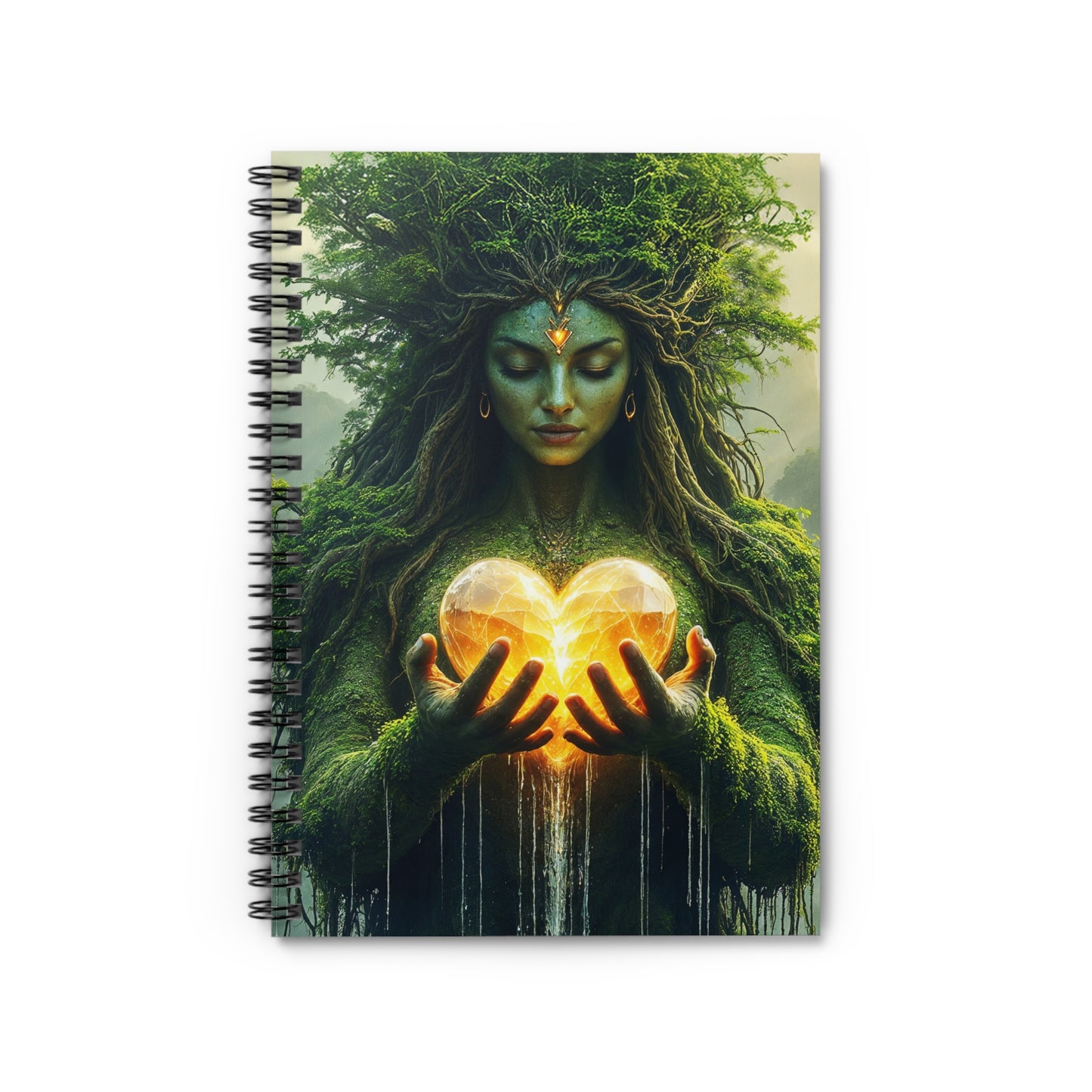 Gaia / Mother Nature-Inspired Spiral Notebook - Heart Embrace, Eco-Friendly Journal, Boho Art Notebook, Gift for Nature Lovers, Inspirational Writing
