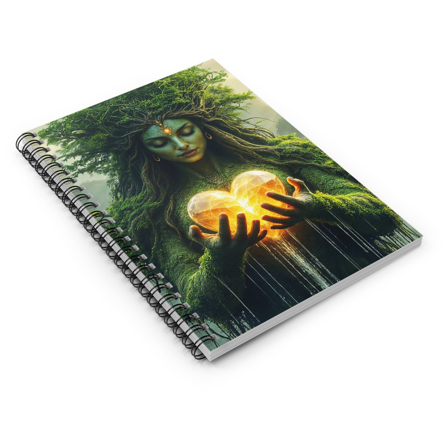 Gaia / Mother Nature-Inspired Spiral Notebook - Heart Embrace, Eco-Friendly Journal, Boho Art Notebook, Gift for Nature Lovers, Inspirational Writing