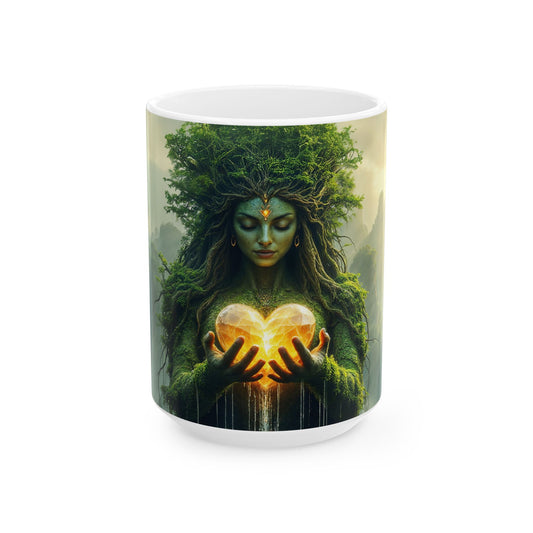 Gaia/Mother Nature Ceramic 15oz. Mug - Nature Lover Gift, Coffee Cup, Inspirational Mug, Relaxation Decor, Home & Office Use